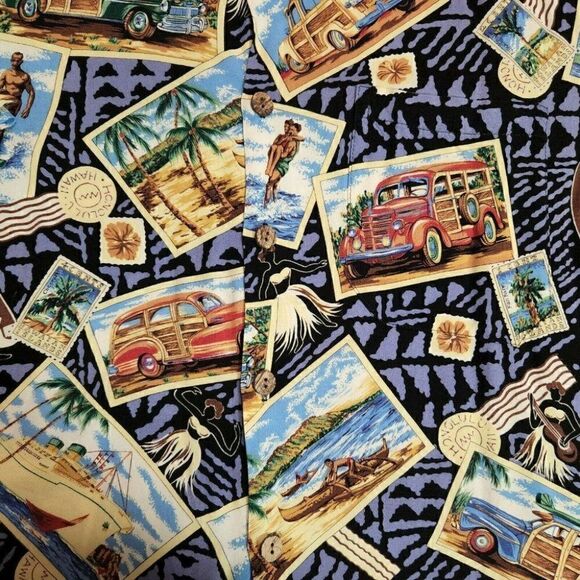 VINTAGE JOE KEALOHAS REYN SPOONER WOODY SURFING HAWAIIAN SHIRT MENS SIZE MEDIUM - Picture 3 of 5